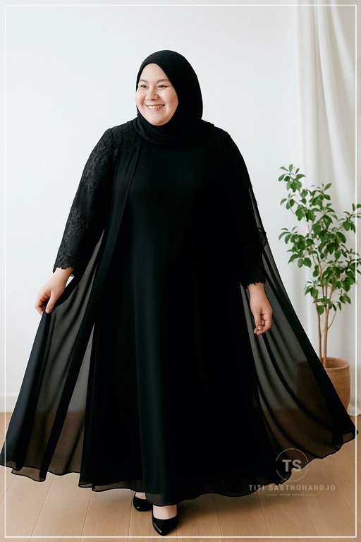 Image of Lace Sleeve Hijab Dress
