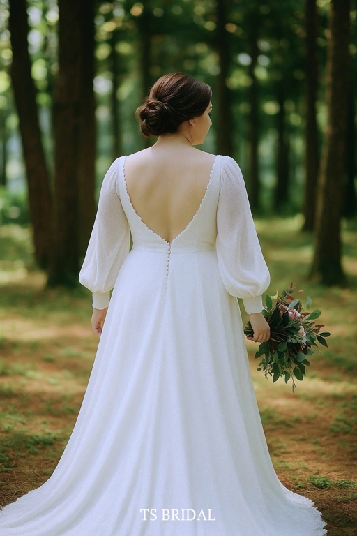Image of Classic V neck Wedding Dress 