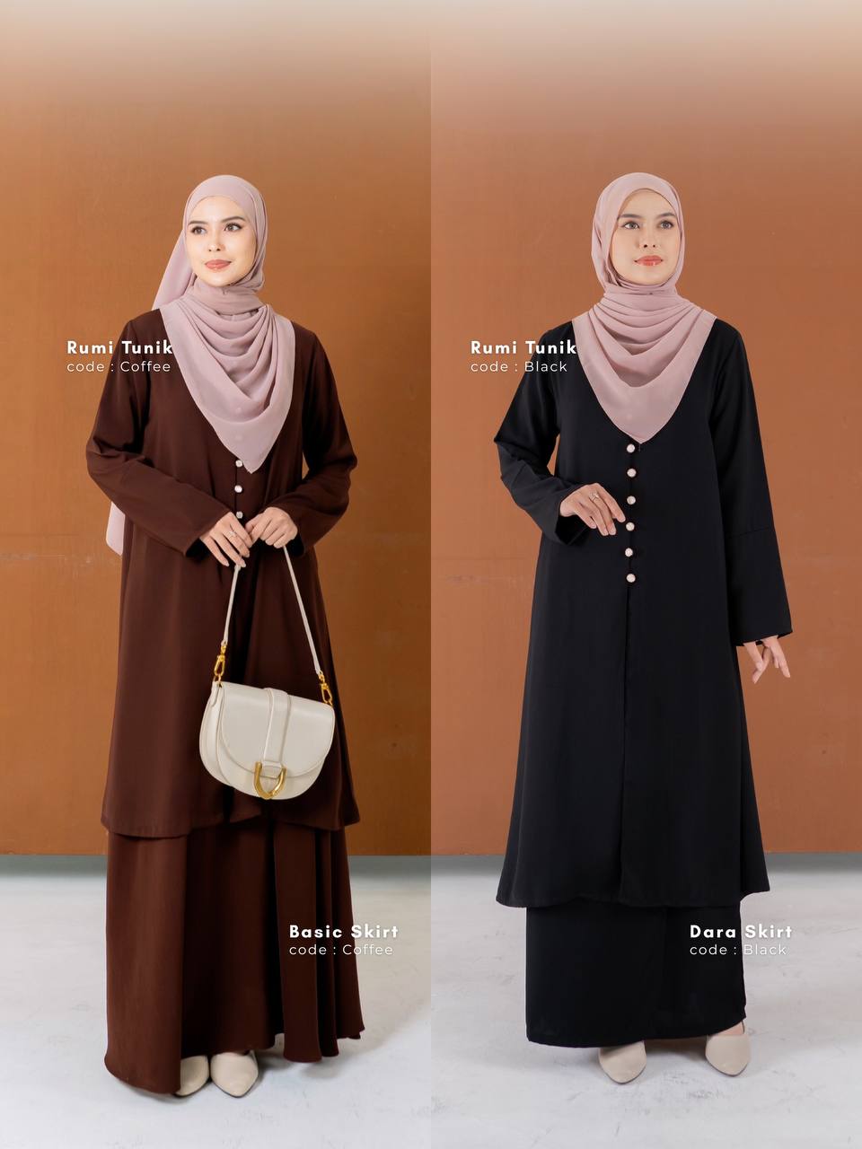 Azmiza-Rumi Tunik(HANYA TUNIK SAJA)-Tunik Malaysian Look Bahan Sahara Platinum