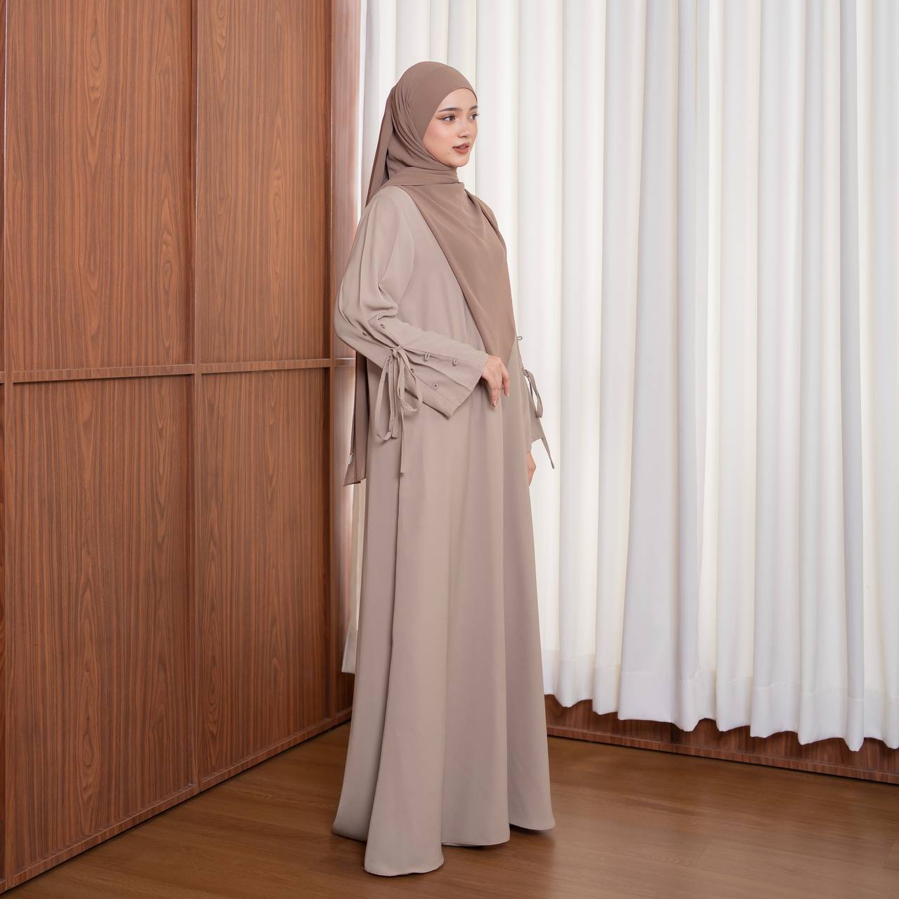 Azmiza-Calla Dress-Dress Tangan Pita Ribbon Sleeve Daily Umroh Haji Busui Friendly