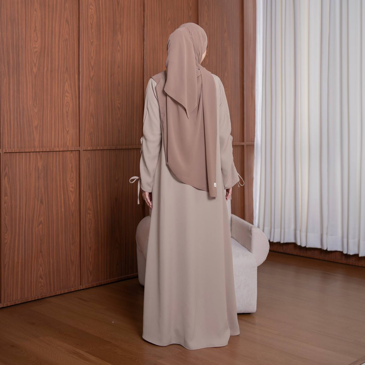 Azmiza-Calla Dress-Dress Tangan Pita Ribbon Sleeve Daily Umroh Haji Busui Friendly