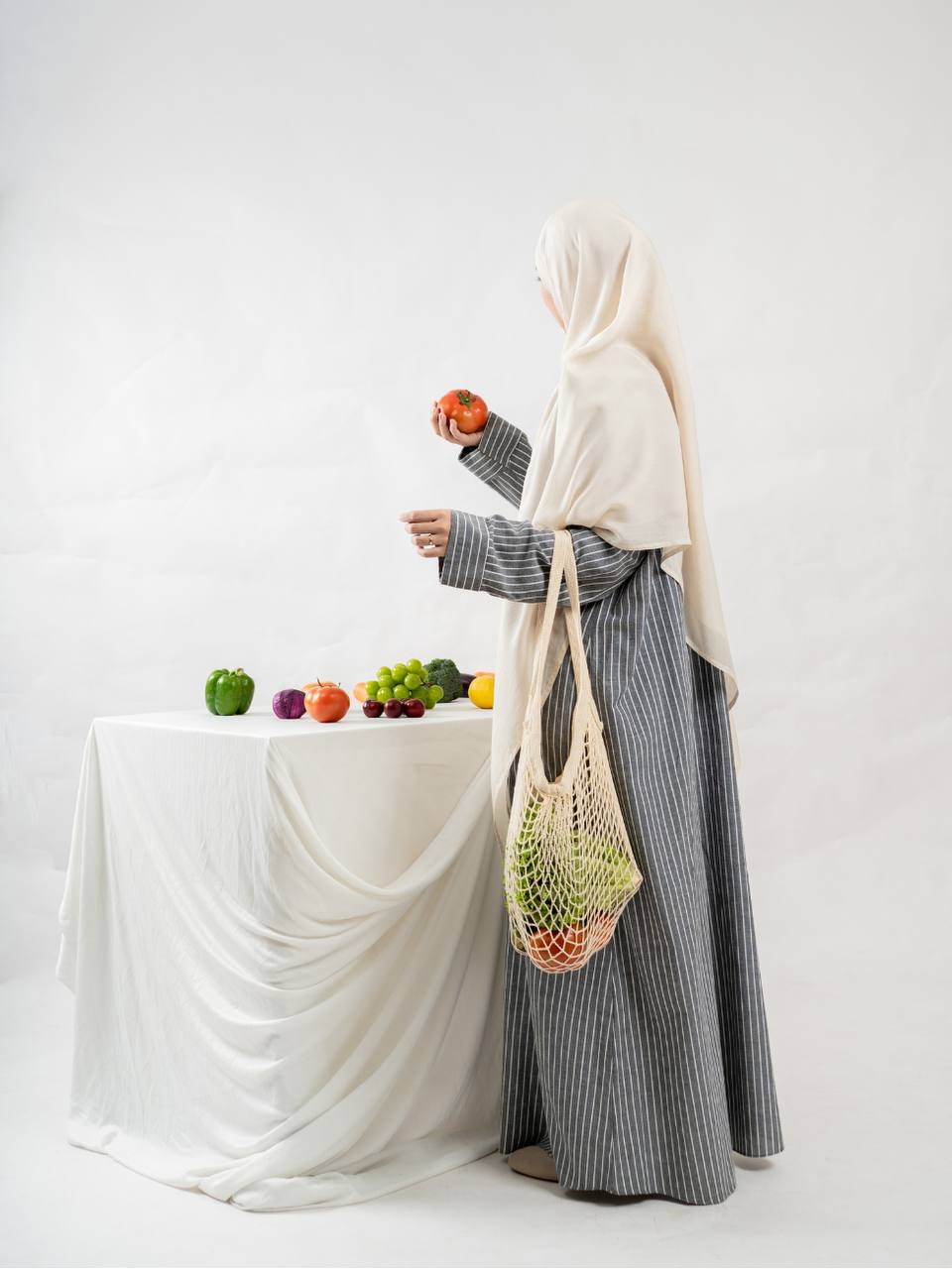 Azmiza-Nuerra Dress-Dress Stripe Oversized-Abaya Stripe Cotton Umroh Haji Nyaman Adem-