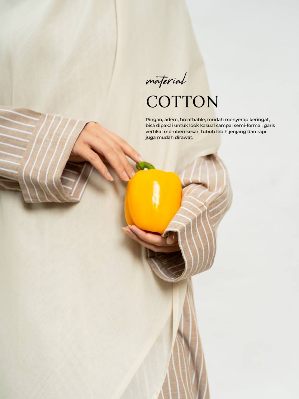 Azmiza-Nuerra Dress-Dress Stripe Oversized-Abaya Stripe Cotton Umroh Haji Nyaman Adem-