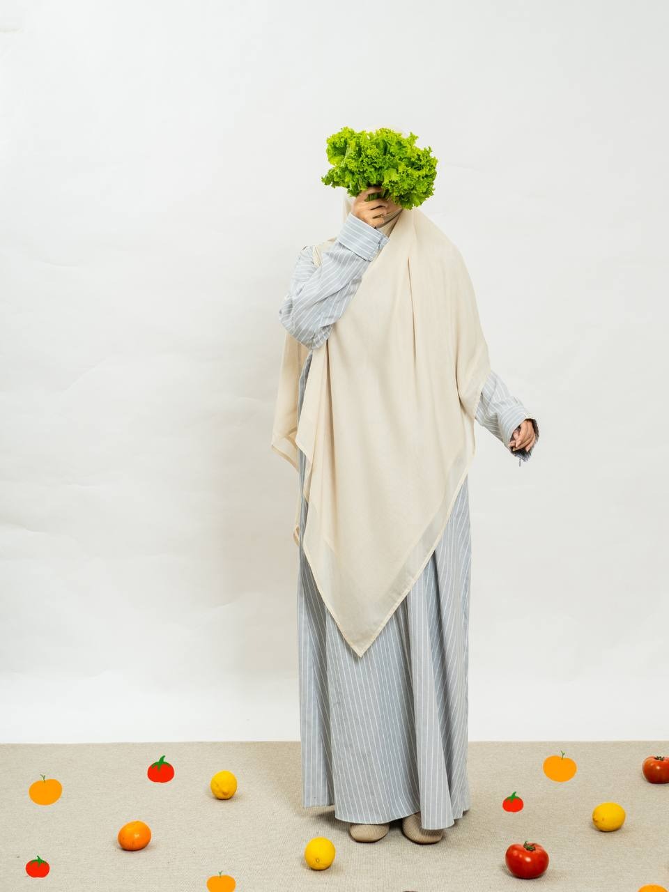 Azmiza-Nuerra Dress-Dress Stripe Oversized-Abaya Stripe Cotton Umroh Haji Nyaman Adem-
