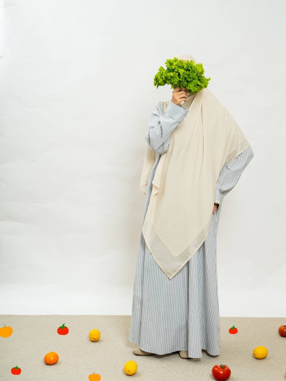 Azmiza-Nuerra Dress-Dress Stripe Oversized-Abaya Stripe Cotton Umroh Haji Nyaman Adem-
