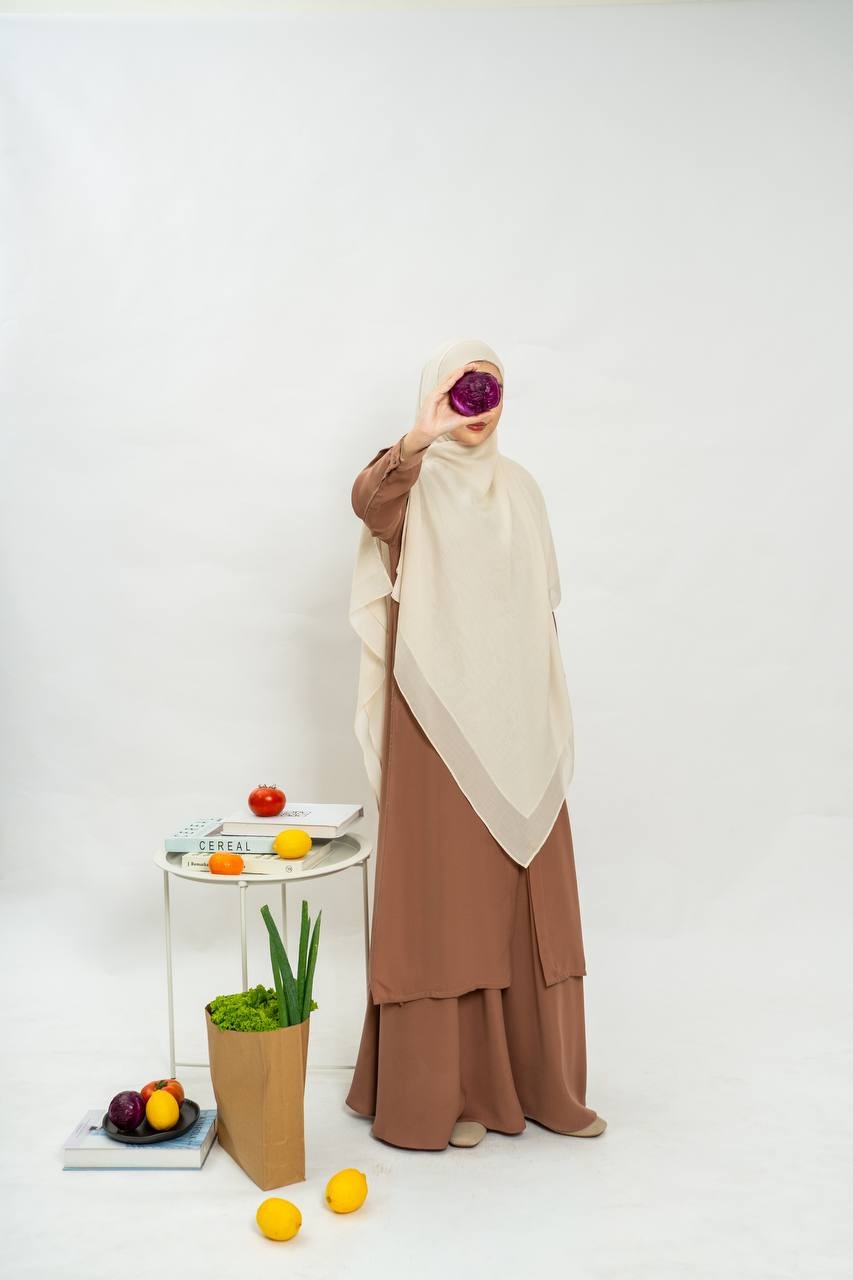 Azmiza-Hanum Tunik-(TUNIK ONLY)-(Atasan Lengan Panjang Daily Umroh Haji Bahan Sahara Platinum)
