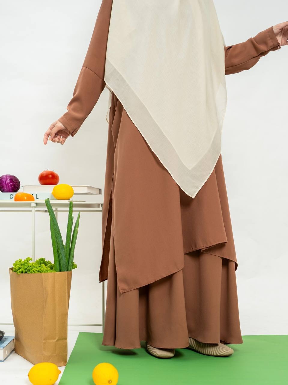 Azmiza-Noir Tunik-(TUNIK ONLY)-( Tunik Atasan Lengan Panjang Oversize Bahan Sahara Platinum)