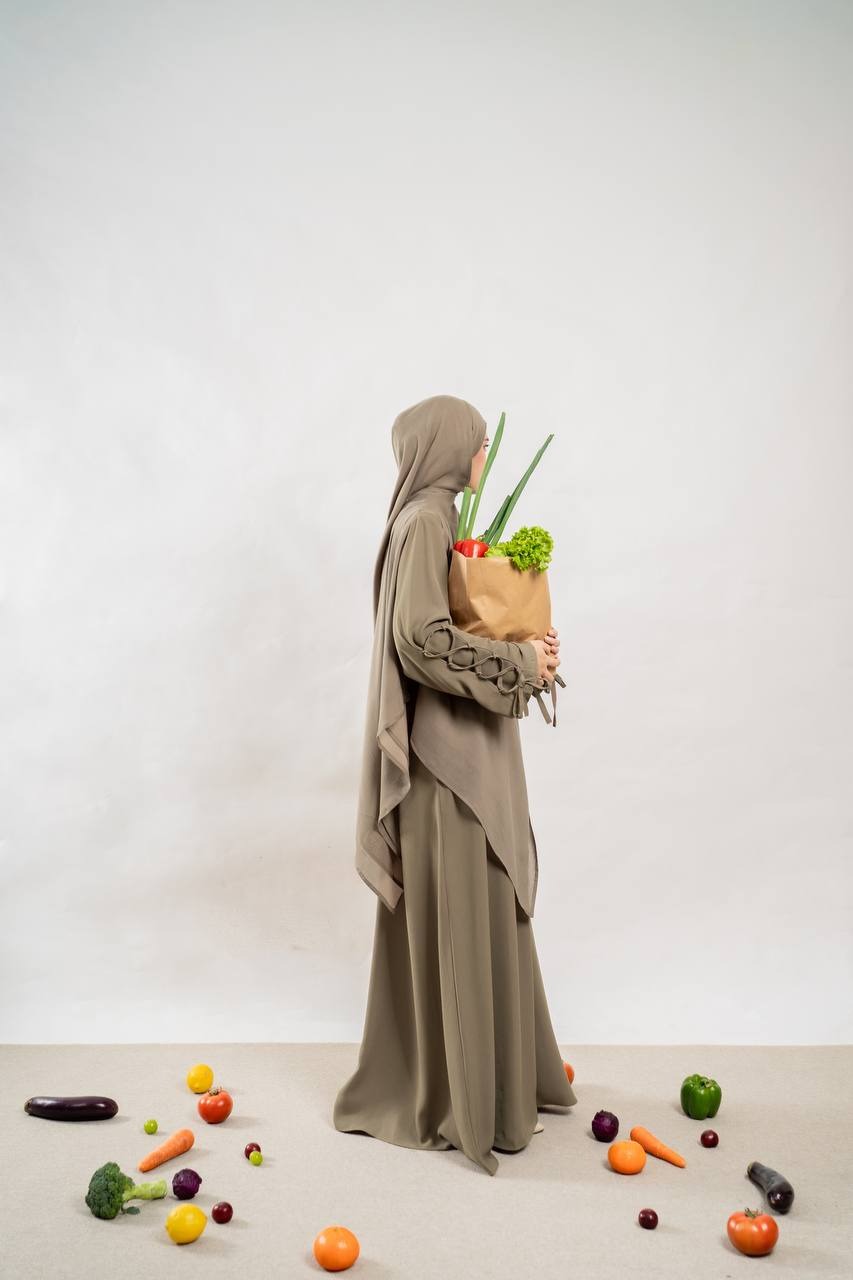 Azmiza-Calla Dress-Dress Tangan Pita Ribbon Sleeve Daily Umroh Haji Busui Friendly