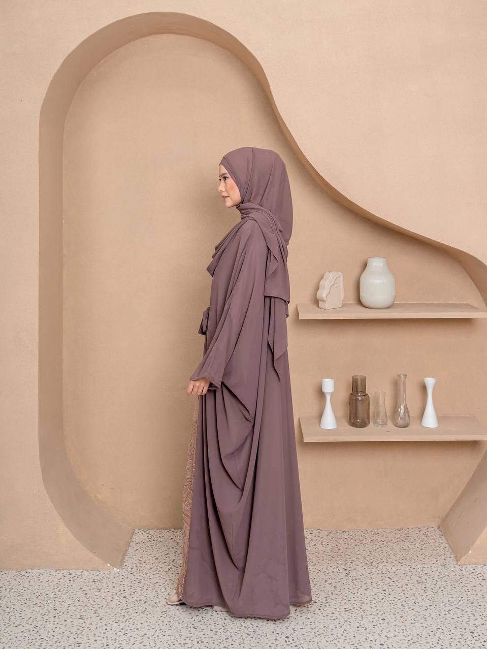 Azmiza - Lana Kaftan(Kaftan Gamis Umroh Haji Daily Bahan Ceruty Babydoll Premium)