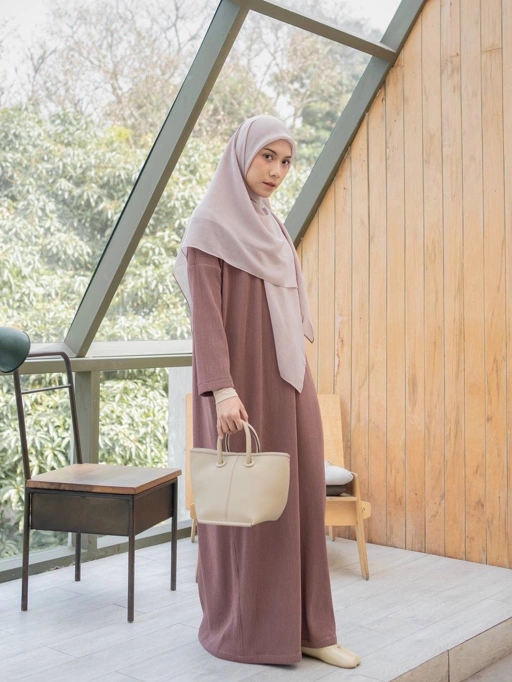 Image of Azmiza - Soei Dress (DRESS ONLY) (Drees Loose Oversize Up To Jumbo Size Daily Umroh Haji Bahan Pleated Knit)