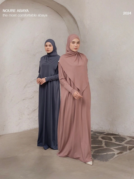 Image of Azmiza - Noure Abaya-(ABAYA ONLY)- (Abaya Loose Busui Friendly Up To Jumbo Size Bahan Premium Spandex Cotton)