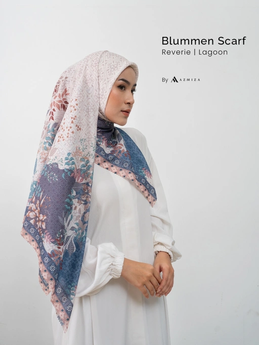 Image of Azmiza - Blummen scarf seri "REVERIE" (Hijab Segi Empat Motif Bahan Azmiza's Classic Voile)