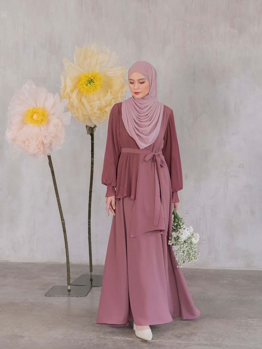 Azmiza - Lunara Dress(Dress Special Occasion Bahan Pleats dan Sahara Platinum)