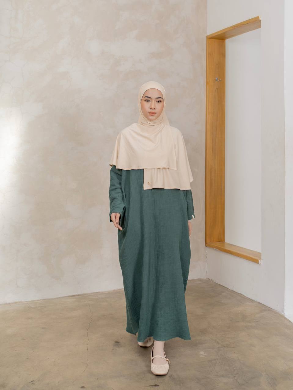 Azmiza - Cana Midi Dress (Dress Midi Oversize Daily Umroh Haji Bahan Cotton Foam)