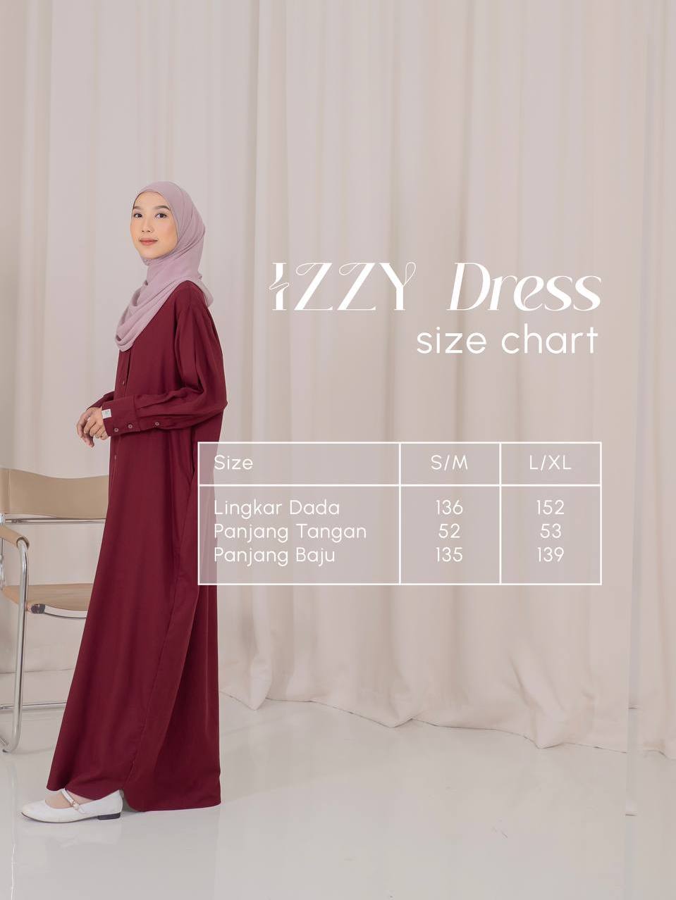 Azmiza - Izzy Dress - Soft Cotton Premium ( Dress Daily Special Occasion Umroh Haji Bahan Premium Soft Cotton)