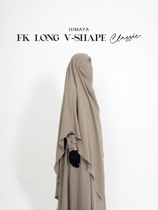 Image of Himaya - FK Long V Shape-(FRENCH KHIMAR ONLY)- (French Khimar Syar'i Umroh Haji Bahan Mazen Anti UV)