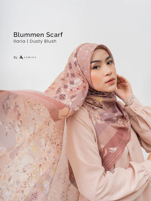 Image of Azmiza - Blummen scarf seri "ILARIA" ( Hijab Segi Empat Motif Bahan Azmiza's Premium Voile)
