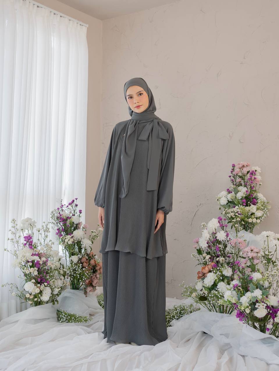 AZMIZA - MADELINE SERIES ( Dress Special Occasion Bahan Armani Silk dan Pleats)
