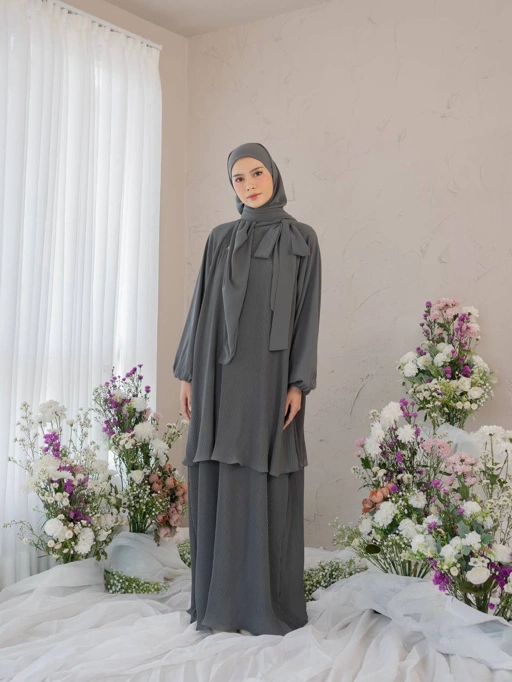 Image of AZMIZA - MADELINE SERIES ( Dress Special Occasion Bahan Armani Silk dan Pleats)