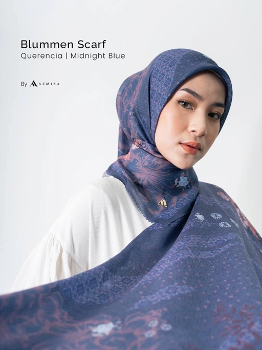 Image of AZMIZA - BLUMMEN SCARF - Hijab Segi Empat Motif Bahan Premium Voile-Nyaman Adem