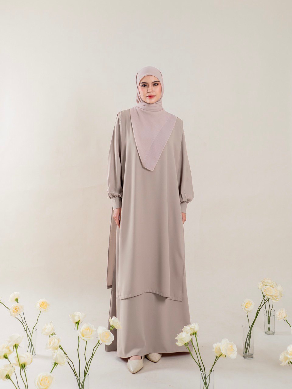 Azmiza-Kana Vest(Hanya Vest Saja Free Belt)-Vest Tali Pinggang Daily Wear Bahan Sahara Platinum