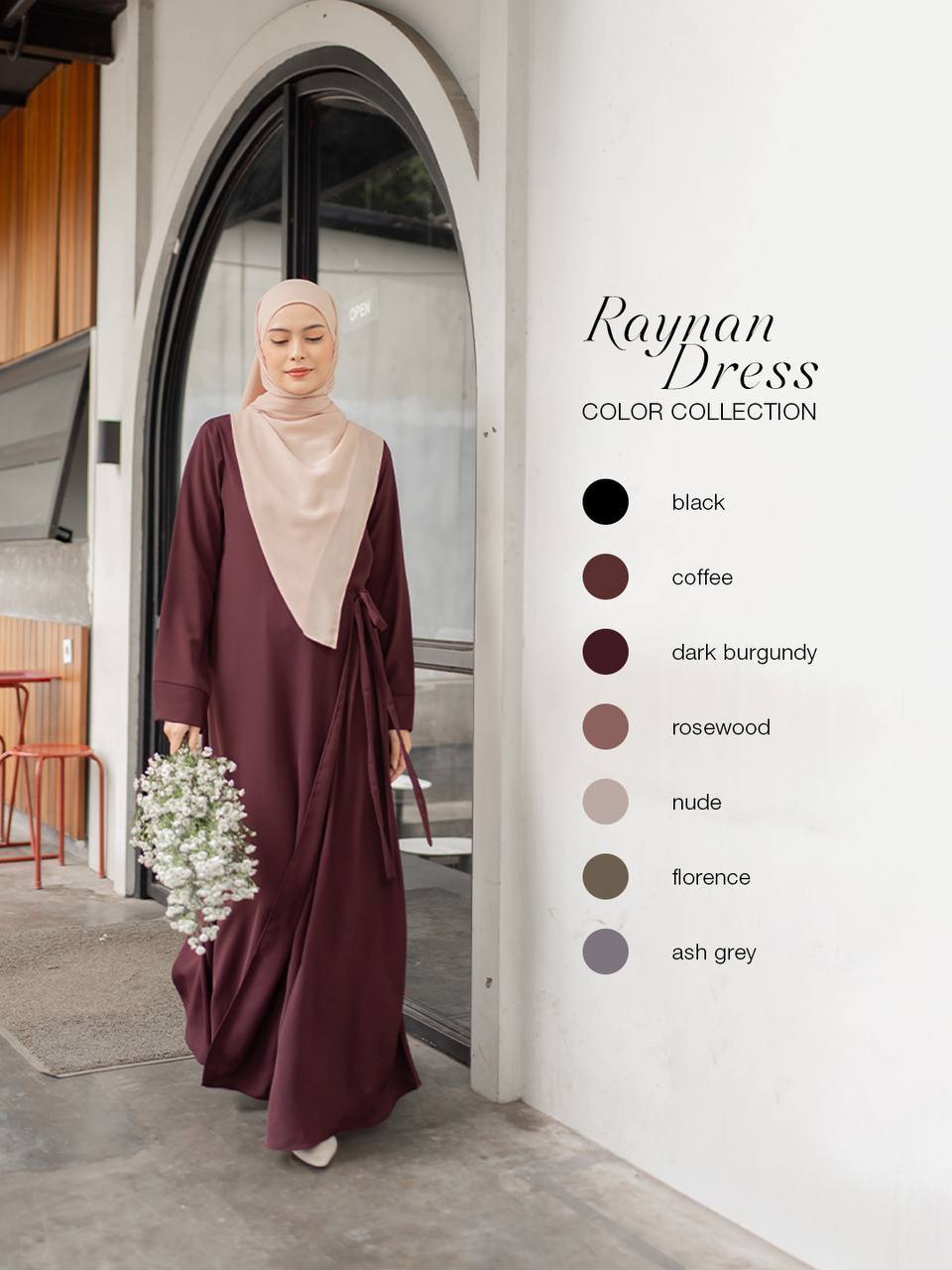 Azmiza-Raynan Dress-Dress Tali Up To Jumbo Size Outfit Lebaran Umroh Haji Bahan Sahara Platinum