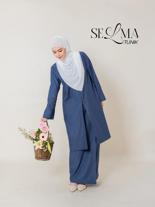 Image of Azmiza-Selma Series (Atasan dan Bawahan)-(Set Lengan Panjang Malaysian Look bahan Airluxe Cotton)