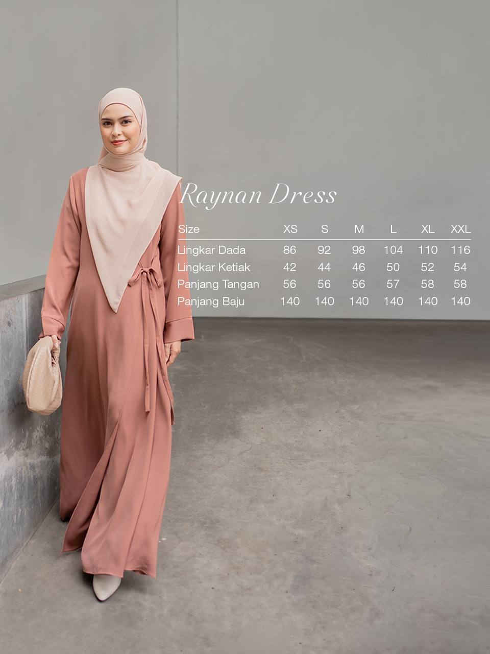 Azmiza-Raynan Dress-Dress Tali Up To Jumbo Size Outfit Lebaran Umroh Haji Bahan Sahara Platinum