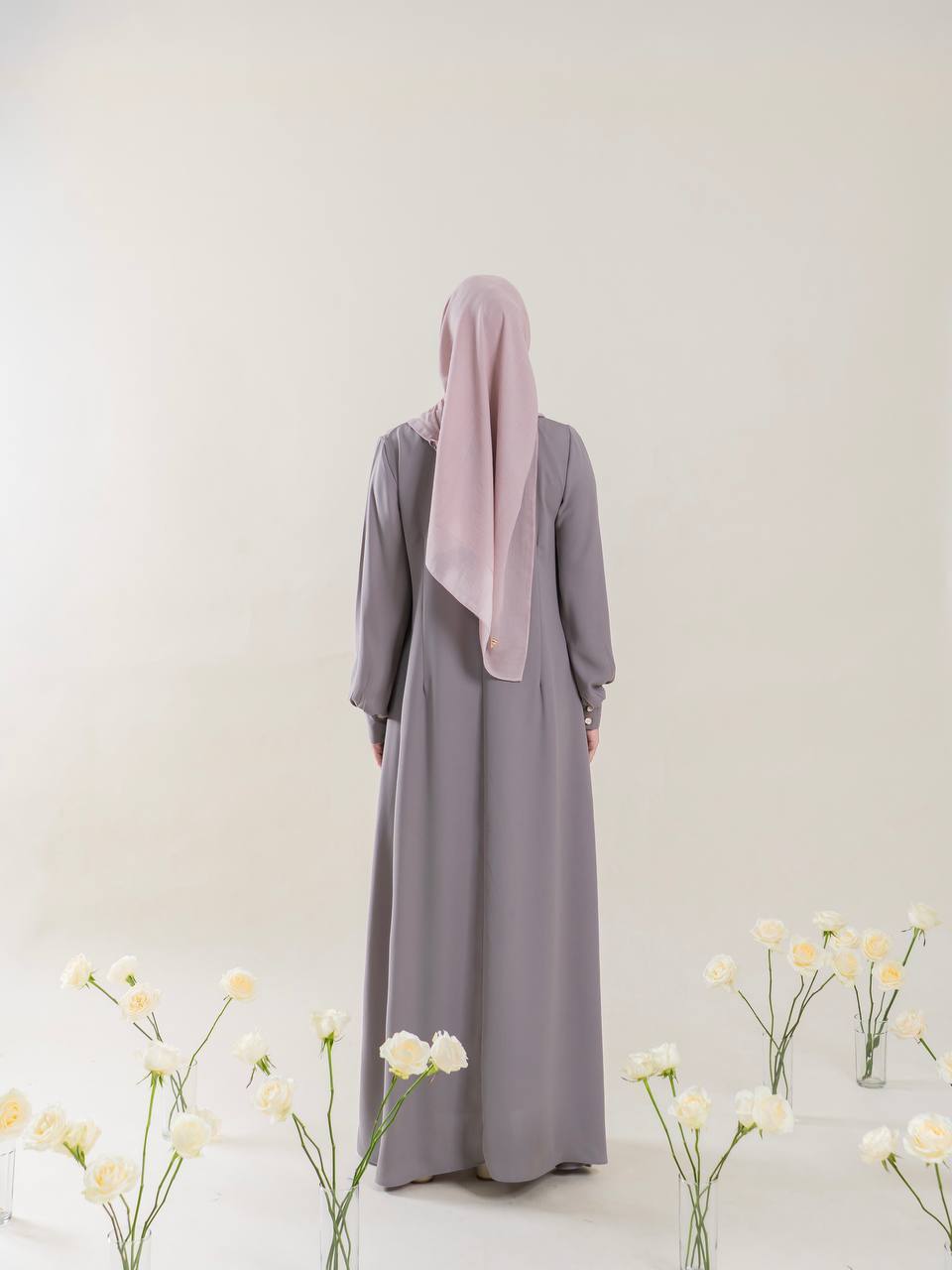 Azmiza-Maja Dress Sahara-Dress Lengan Balon Bahan Sahara Platinum-Dress Umroh Haji Daily Wear
