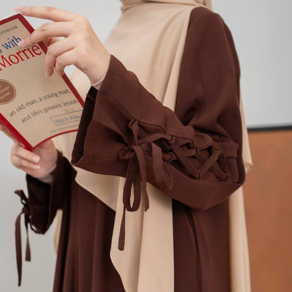 Azmiza-Calla Dress-Dress Tangan Pita Ribbon Sleeve Daily Umroh Haji Busui Friendly