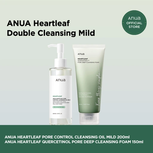 Image of ANUA Heartleaf Double Cleansing (Cleansing Oil Mild 200ml + Quercetinol Cleansing Foam 150ml)
