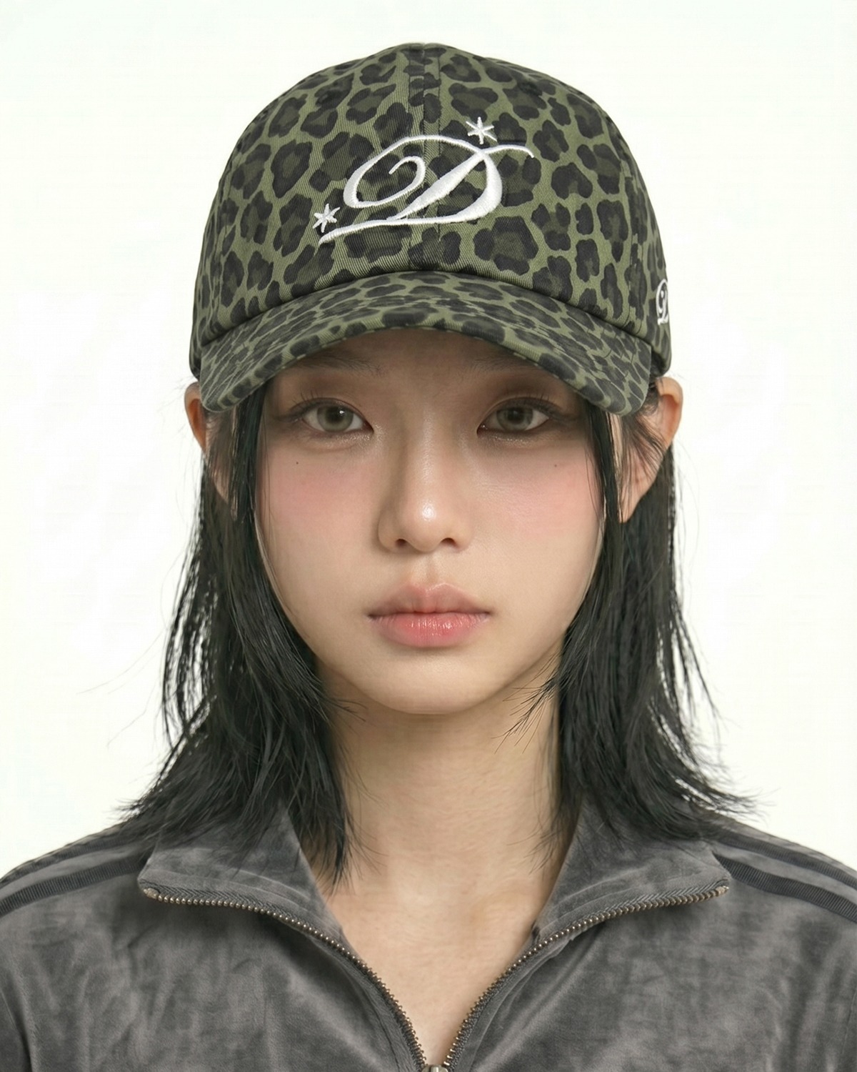 D Logo Cap (Leopard Green)