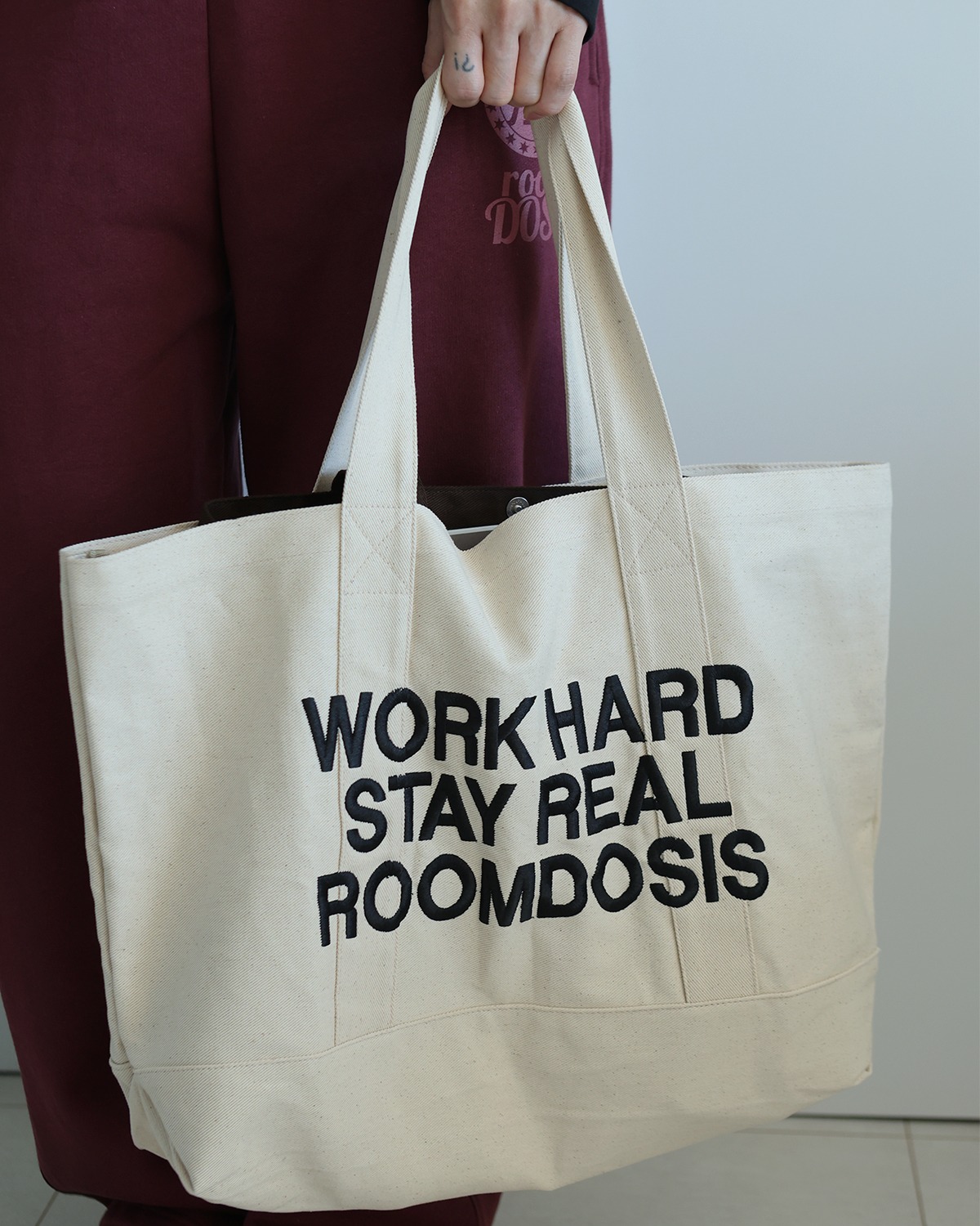 Work Hard Stay Real Bag (Beige)