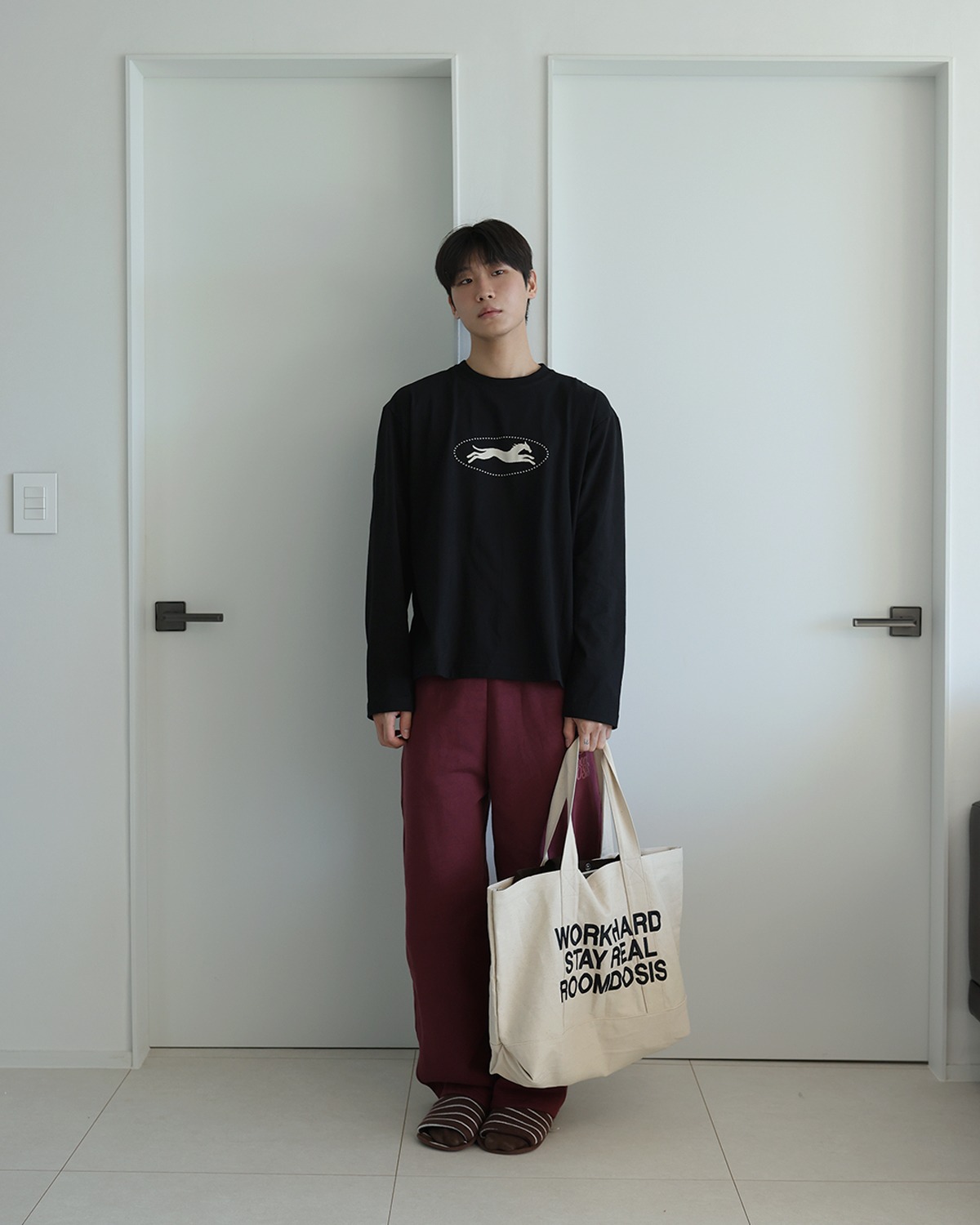 Work Hard Stay Real Bag (Beige)