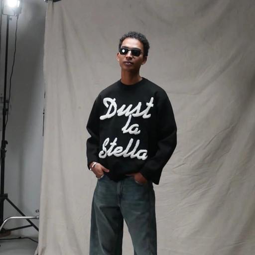Image of SIGNATURE KNIT LONG SLEEVE BLACK DUST LA STELLA - M