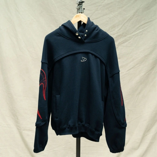 Image of DUST LA STELLA CONCEPT HOODIE METAL LOGO NAVY - L