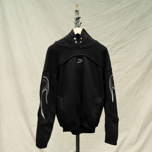 Image of DUST LA STELLA CONCEPT HOODIE METAL LOGO BLACK - M, XL