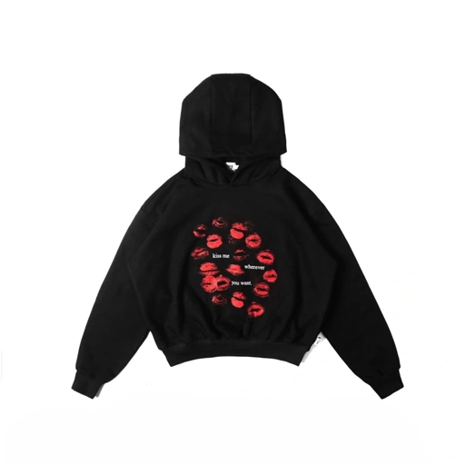 Image of HOODIE KISS ME BLACK TELEPATICHE - S, M