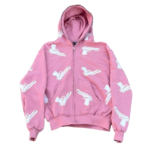 Image of VANE GLCK FULL ZIPPER HOODIE PINK - M, XL