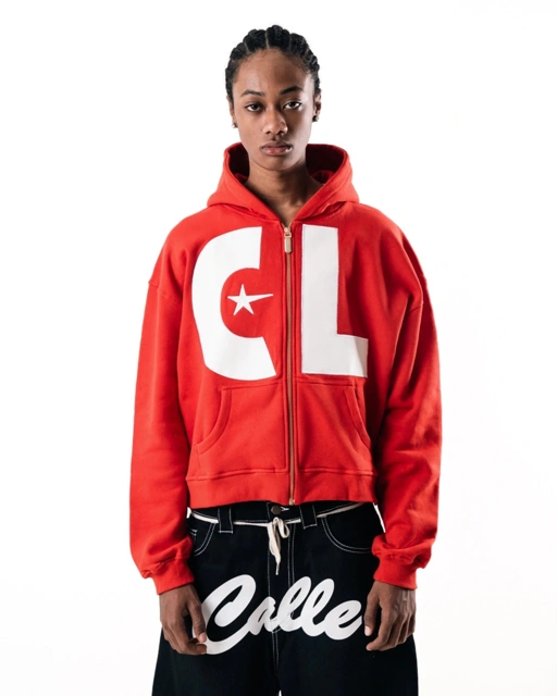 Image of CALLE RED ZIP UP HOODIE - XL