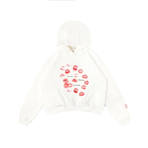 Image of HOODIE KISS ME WHITE TELEPATICHE - L, XL