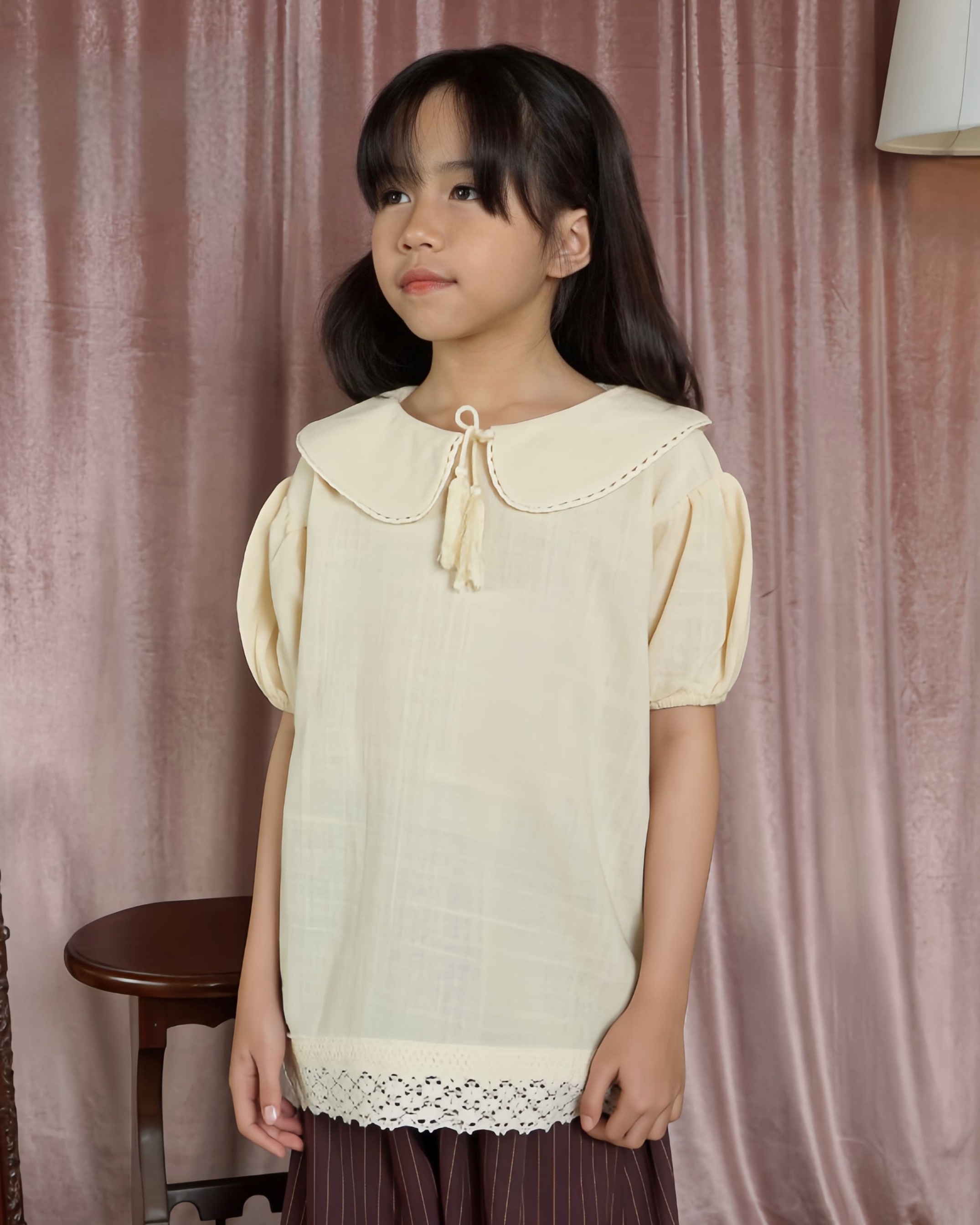 SABINE AND HEEM – SABRINA Collar Lace Blouse – Cannoli Cream – Girls Blouse Top