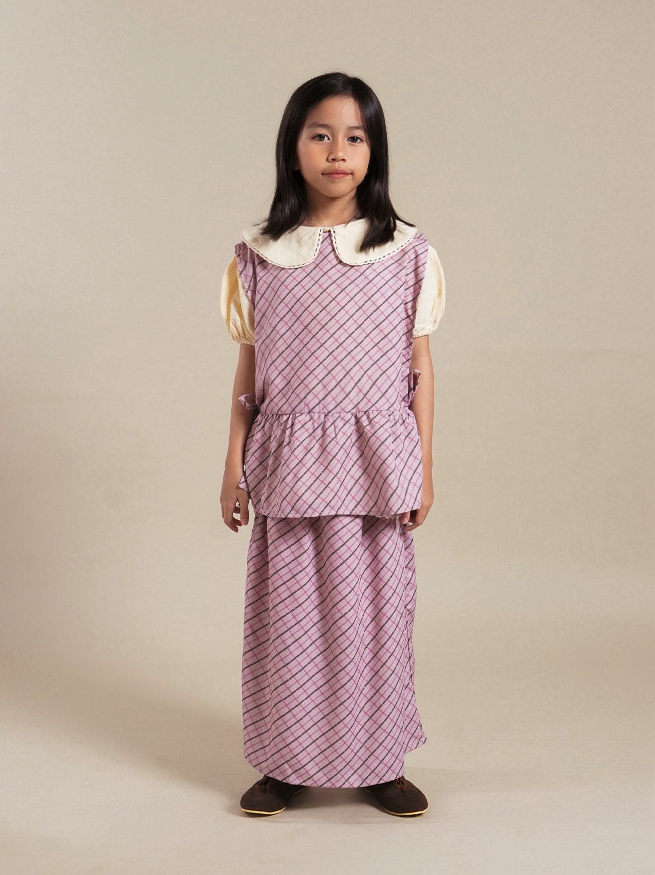 SABINE AND HEEM - JEANE Tartan Beads Skirt - Dusty Pink - Kids Skirt