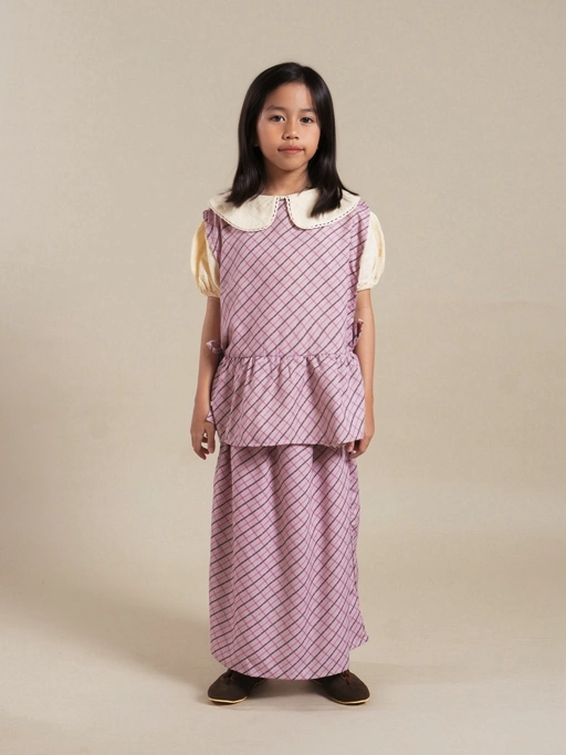 SABINE AND HEEM - JEANE Tartan Beads Skirt - Dusty Pink - Kids Skirt