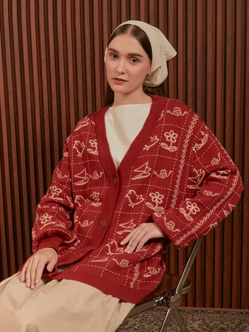 Image of SABINE AND HEEM - NA WILLA - COTTON Knitted Cardigan Adult - Cardigan Dewasa