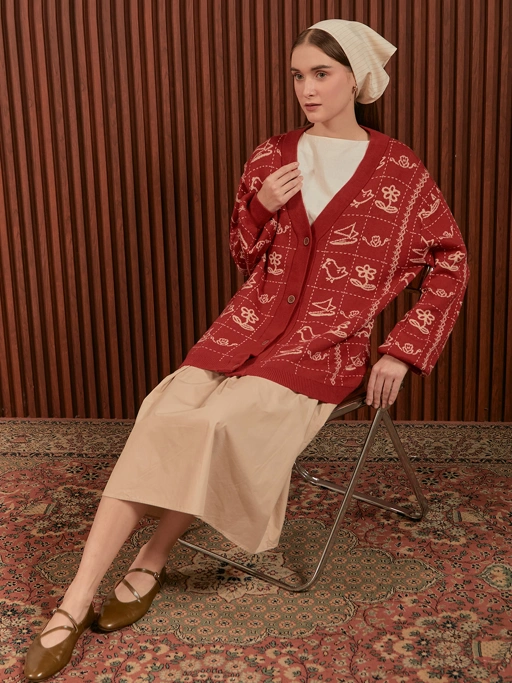 Image of SABINE AND HEEM - NA WILLA - COTTON Knitted Cardigan Adult - Cardigan Dewasa