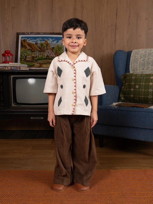 Image of SABINE AND HEEM - WONDER Embroidery Linen Shirt - Broken White - Kemeja Linen Anak