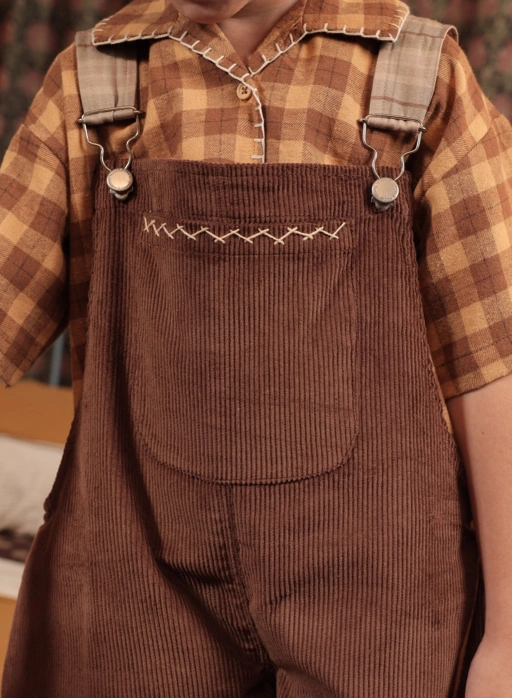 Image of SABINE AND HEEM – KIRBY Corduroy Twill Overall Shorts – Brown – Kids Overall