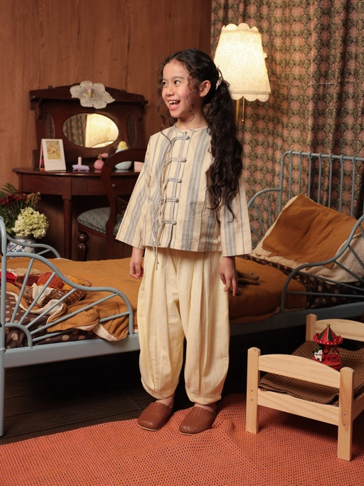 Image of SABINE AND HEEM - ALHAMBRA Cotton Balloon Big Pants - Cannoli Cream - Kids Cotton Balloon Pants
