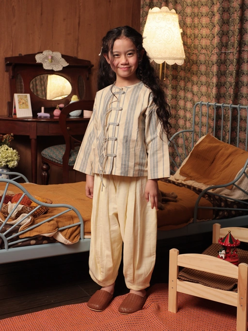 Image of SABINE AND HEEM - ALHAMBRA Cotton Balloon Big Pants - Cannoli Cream - Kids Cotton Balloon Pants